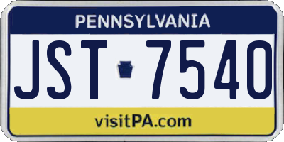 PA license plate JST7540
