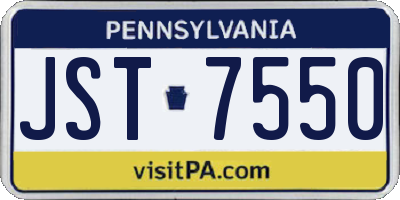 PA license plate JST7550