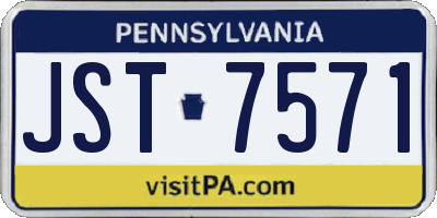 PA license plate JST7571