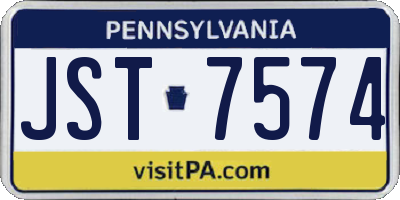 PA license plate JST7574