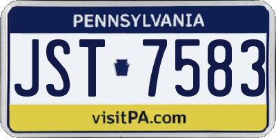 PA license plate JST7583