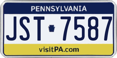 PA license plate JST7587