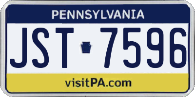 PA license plate JST7596