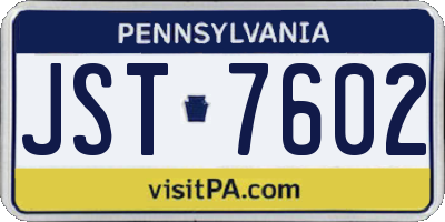 PA license plate JST7602