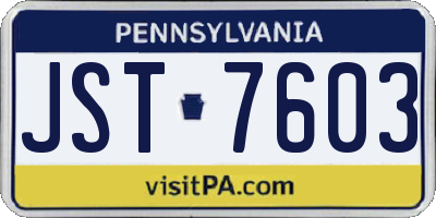 PA license plate JST7603