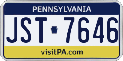 PA license plate JST7646