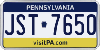 PA license plate JST7650