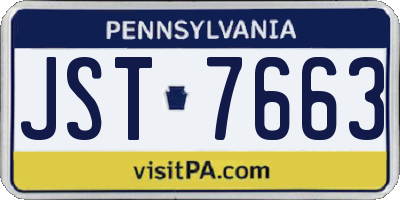 PA license plate JST7663