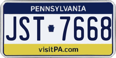 PA license plate JST7668