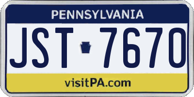 PA license plate JST7670