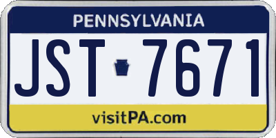 PA license plate JST7671