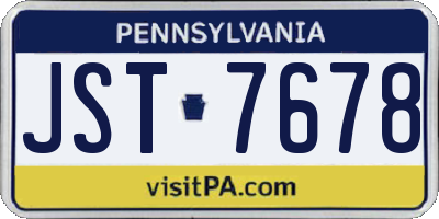 PA license plate JST7678