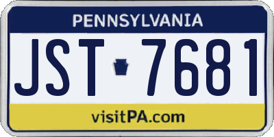 PA license plate JST7681