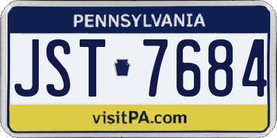 PA license plate JST7684