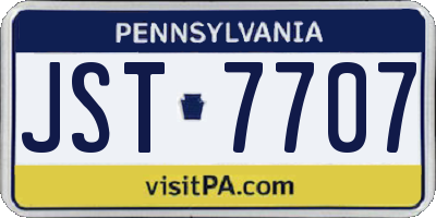 PA license plate JST7707