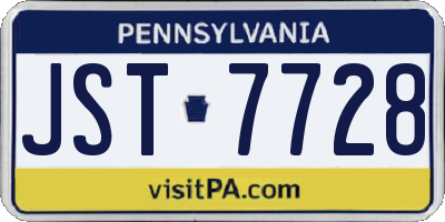 PA license plate JST7728