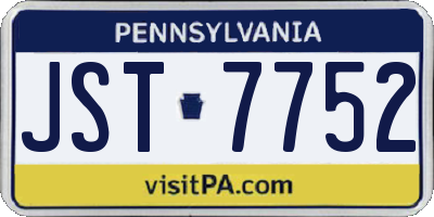 PA license plate JST7752