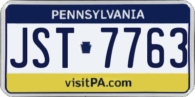 PA license plate JST7763