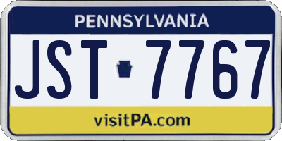 PA license plate JST7767