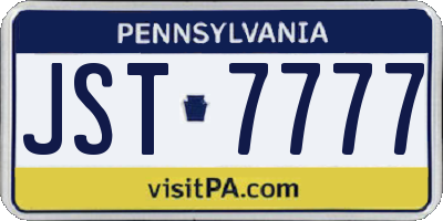 PA license plate JST7777