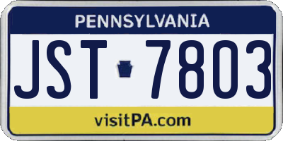 PA license plate JST7803