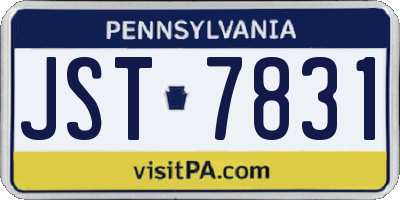 PA license plate JST7831