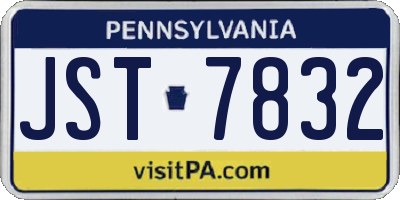 PA license plate JST7832
