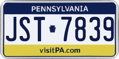 PA license plate JST7839