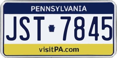 PA license plate JST7845