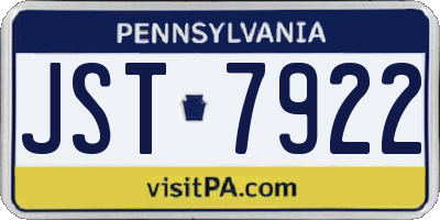PA license plate JST7922