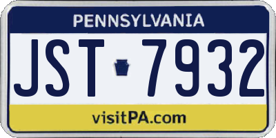 PA license plate JST7932