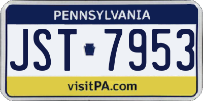 PA license plate JST7953