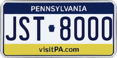 PA license plate JST8000