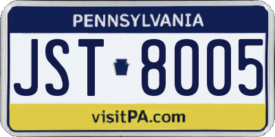 PA license plate JST8005