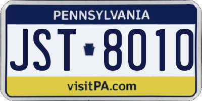 PA license plate JST8010