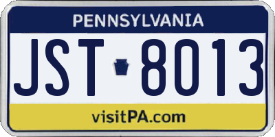 PA license plate JST8013