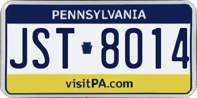 PA license plate JST8014