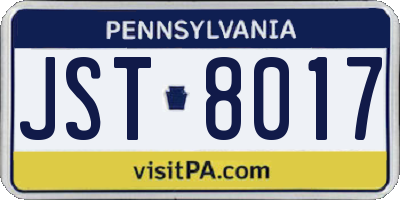 PA license plate JST8017