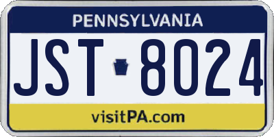 PA license plate JST8024