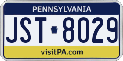 PA license plate JST8029