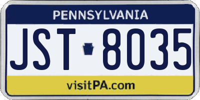 PA license plate JST8035