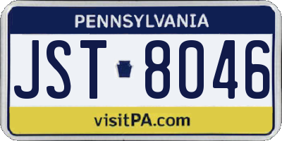 PA license plate JST8046