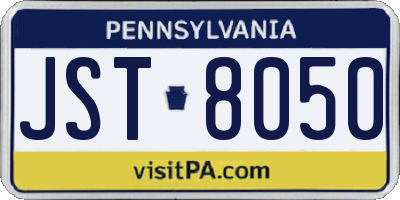 PA license plate JST8050