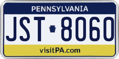 PA license plate JST8060