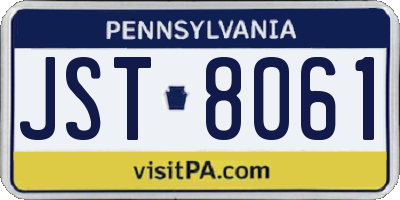 PA license plate JST8061