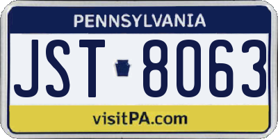 PA license plate JST8063