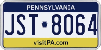 PA license plate JST8064