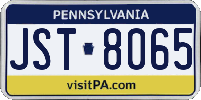 PA license plate JST8065