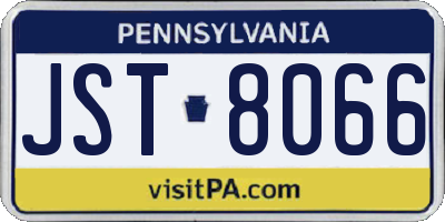 PA license plate JST8066