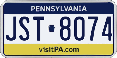 PA license plate JST8074